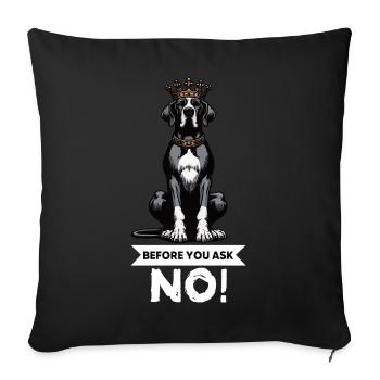 Avant de demander à un grand dogue grand dogue propriétaire de dogue allemand - Housse de coussin décorative 45 x 45 cm - noir - Devant