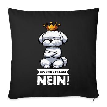Avant que vous ne demandiez : No Malteser Malteserbesitzer - Housse de coussin décorative 45 x 45 cm - noir - Devant