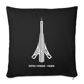 Paris France Capital Tour Touristes Vacances en France - Housse de coussin décorative 45 x 45 cm - noir - Devant