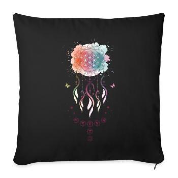 Spiritualité Géométrie sacrée Fleur de lotus - Housse de coussin décorative 45 x 45 cm - noir - Devant
