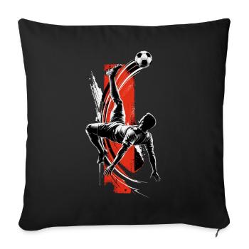 Coup de pied aérien de football - Housse de coussin décorative 45 x 45 cm - noir - Devant