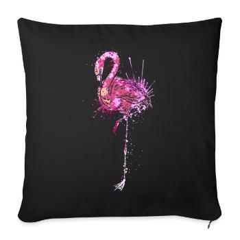 Art éclaboussé de flamant rose - Housse de coussin décorative 45 x 45 cm - noir - Devant