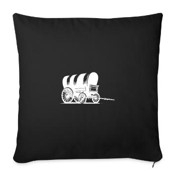 Vieux wagon couvert de side-car avec bâche rayée - Housse de coussin décorative 45 x 45 cm - noir - Devant