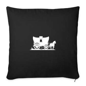 Voyage Chariot couvert avec cheval Ancienne façon de voyager - Housse de coussin décorative 45 x 45 cm - noir - Devant