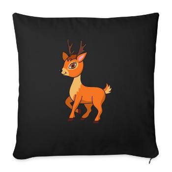 Rentier Rehkitz Hirsch Geweih Rehbock Rehwild Wild - Sofakissenbezug 45 x 45 cm - Schwarz - Vorne