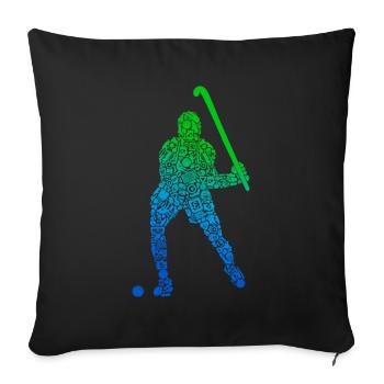 Joueurs De Hockey, Hockey Sur Gazon, Enfants, Garçons, Hockey - Housse de coussin décorative 45 x 45 cm - noir - Devant