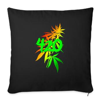 420 cannabis - Housse de coussin décorative 45 x 45 cm - noir - Devant