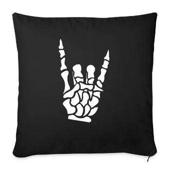 Devil horns hand - skeleton - bones - metal - Sofa pillowcase 17,3'' x 17,3'' (45 x 45 cm) - black - Front