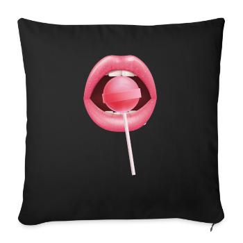 Lollipop red Lips Lollipop, Lollipop Oh lolli loll - Sofa pillowcase 17,3'' x 17,3'' (45 x 45 cm) - black - Front