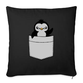 Waving Chest Pocket Penguin - Sofa pillowcase 17,3'' x 17,3'' (45 x 45 cm) - black - Front