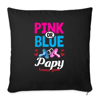 Pink or Blue Papy Loves You Gender Reveal Party - Sofakissenbezug 45 x 45 cm - Schwarz - Vorne