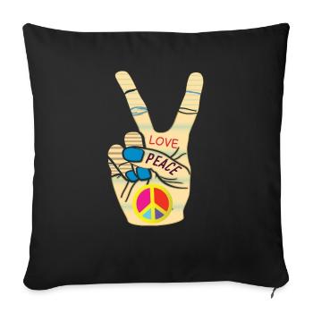 Peace Hand Love - Sofakissenbezug 45 x 45 cm - Schwarz - Vorne