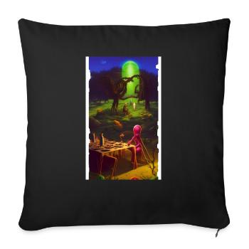 Creepy Horror Comic Alien on a strange planet - Sofa pillowcase 17,3'' x 17,3'' (45 x 45 cm) - black - Front