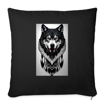 Wolf - Sofakissenbezug 45 x 45 cm - Schwarz - Vorne