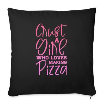 Croûte une fille qui aime faire de la pizza - Housse de coussin décorative 45 x 45 cm - noir - Devant