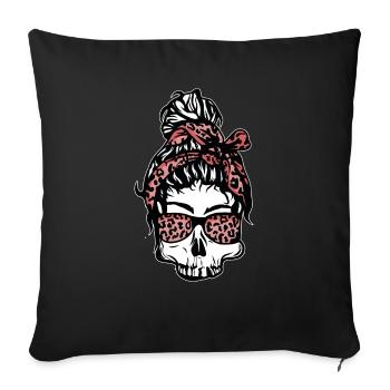 Female Skull // Illustration - Sofa pillowcase 17,3'' x 17,3'' (45 x 45 cm) - black - Front