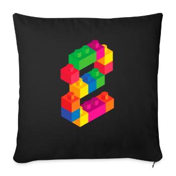 Cute Block Building 2nd Birthday Gift 2 Year Old - Sofa pillowcase 17,3'' x 17,3'' (45 x 45 cm) - black - Front