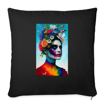 ARTWORK Flower Head Rainbow - Sofa pillowcase 17,3'' x 17,3'' (45 x 45 cm) - black - Front