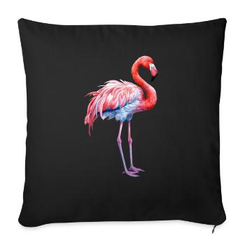 flamant rose, été, vacances, plage, mer - Housse de coussin décorative 45 x 45 cm - noir - Devant