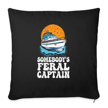 Somebody's Feral Captain Grumpy Pontoon King - Housse de coussin décorative 45 x 45 cm - noir - Devant