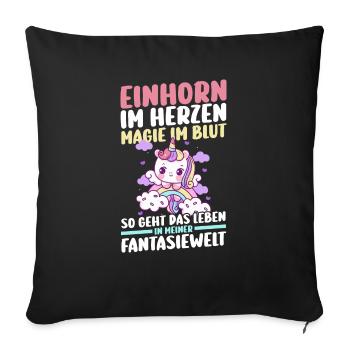Licorne arc-en-ciel magique - Housse de coussin décorative 45 x 45 cm - noir - Devant