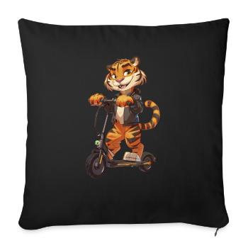 Tiger Scooter - Sofa pillowcase 17,3'' x 17,3'' (45 x 45 cm) - black - Front