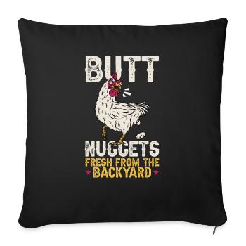 Poulet, Éleveur, Coq, Poule, Poulets de basse-cour, - Housse de coussin décorative 45 x 45 cm - noir - Devant