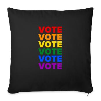 Vote répété – Drapeau de la fierté - LGBTQIA+ - Housse de coussin décorative 45 x 45 cm - noir - Devant