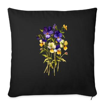 Flowers - Sofa pillowcase 17,3'' x 17,3'' (45 x 45 cm) - black - Front