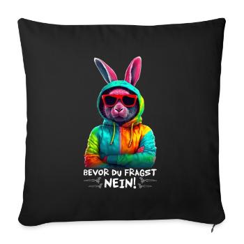 Hase Kaninchen Sonnenbrille Bunt Cooler Hasen - Sofakissenbezug 45 x 45 cm - Schwarz - Vorne