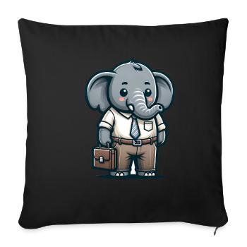 Professeur d’éléphant mignon - Housse de coussin décorative 45 x 45 cm - noir - Devant