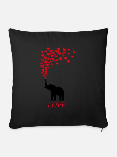 Elephant heart heart Love Love gift - Sofa pillowcase 17,3'' x 17,3'' (45 x 45 cm) - black