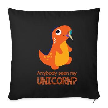 Unicorn DINO Shirt · Anybody · Gift - Sofa pillowcase 17,3'' x 17,3'' (45 x 45 cm) - black - Front