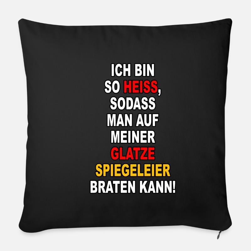 Glatze und Spiegeleier Lustig - Sofakissenbezug 45 x 45 cm - Schwarz