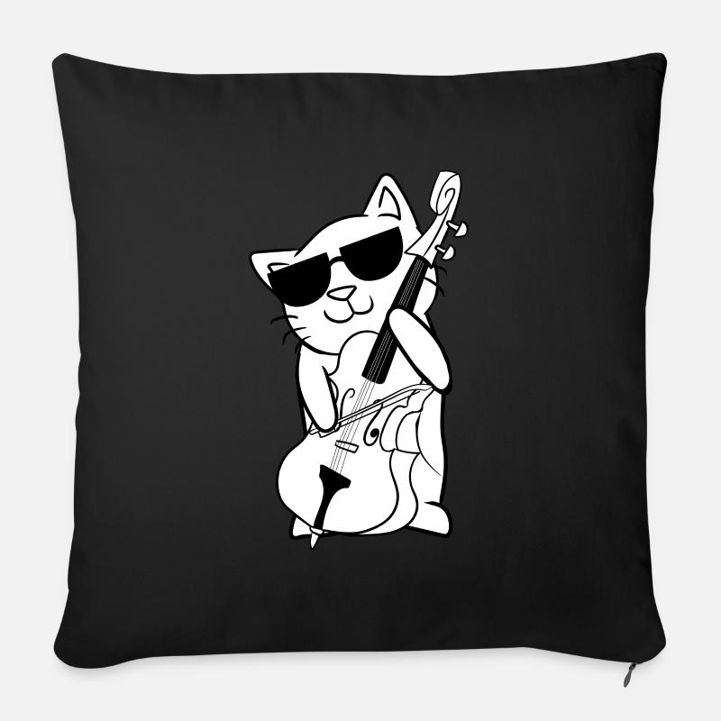 Cellospieler Cellist Musical Katzenliebhaber Kitty - Sofakissenbezug 45 x 45 cm - Schwarz