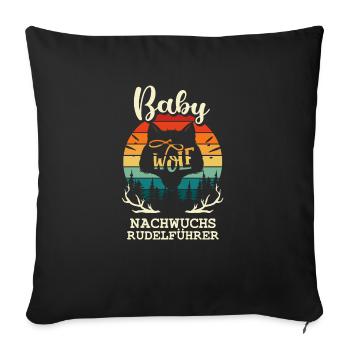 Baby Wolf - Rudel Geburt Kind Geschenk Familie - Sofakissenbezug 45 x 45 cm - Schwarz - Vorne