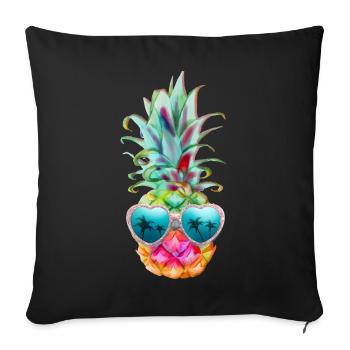 pineapple with sunglasses - pineapple and glasses - Sofa pillowcase 17,3'' x 17,3'' (45 x 45 cm) - black - Front