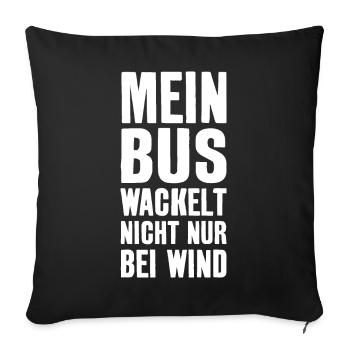 LUSTIG BUS CAMPER CAMPING - Sofakissenbezug 45 x 45 cm - Schwarz - Vorne