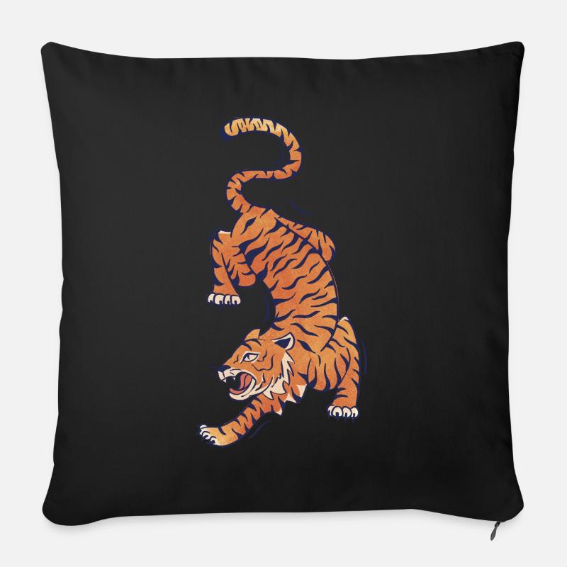 Féroce - Tigre - Housse de coussin décorative 45 x 45 cm - noir