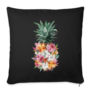 Ananas Fruit tropical hawaïen - Housse de coussin décorative 45 x 45 cm - noir - Devant