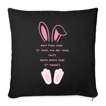 Comment le lapin court – ou pas ! - Housse de coussin décorative 45 x 45 cm - noir - Devant