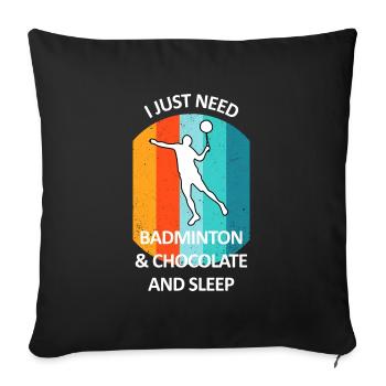 Badminton Badminton Badminton Player Chocolat - Housse de coussin décorative 45 x 45 cm - noir - Devant