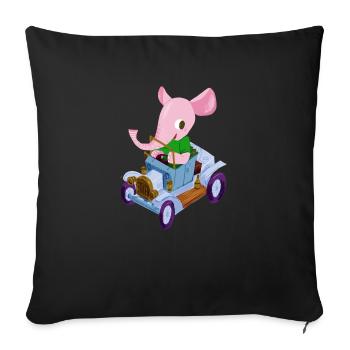 Éléphant dans une voiture de collection - Housse de coussin décorative 45 x 45 cm - noir - Devant