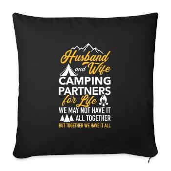 camping - Sofa pillowcase 17,3'' x 17,3'' (45 x 45 cm) - black - Front