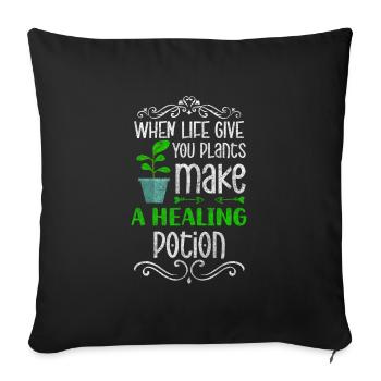 Healing potion nature naturopath diseases - Sofa pillowcase 17,3'' x 17,3'' (45 x 45 cm) - black - Front
