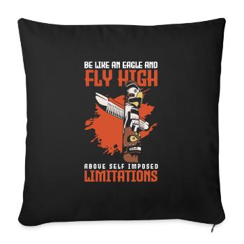 Indian Ritual Feather Chief - Sofa pillowcase 17,3'' x 17,3'' (45 x 45 cm) - black - Front