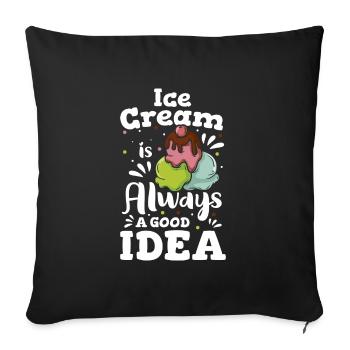 Crème glacée glacier salon snacking cornet de crème glacée - Housse de coussin décorative 45 x 45 cm - noir - Devant