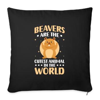 Animal Bober Rodent - Sofa pillowcase 17,3'' x 17,3'' (45 x 45 cm) - black - Front