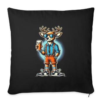 Cool Reindeer with Beer Cartoon Design - Sofa pillowcase 17,3'' x 17,3'' (45 x 45 cm) - black - Front