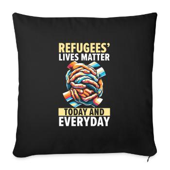 Journée mondiale des réfugiés, Immigrants évacués, - Housse de coussin décorative 45 x 45 cm - noir - Devant